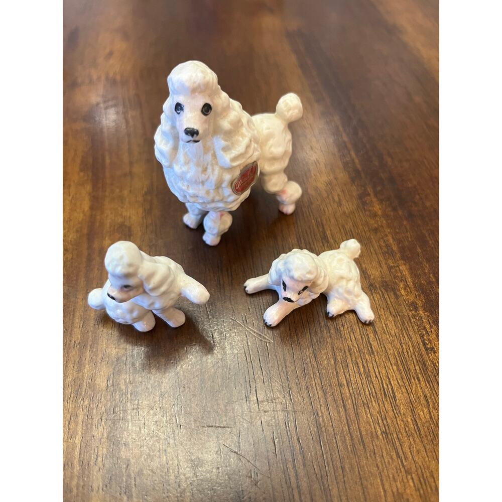 Vintage bone China white poodle lot of 3